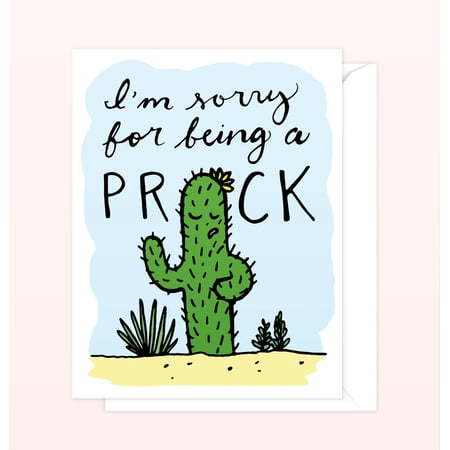 Funny Apology Card – "I'm Sorry for Being a Prick" Cactus Design – Perfect Gift for Friends or Family – Envelope Included, Blank Inside