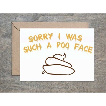 Funny Apology Card - "Sorry I Was Such a Poo Face" - Humorous Design with Envelope - Perfect for Friends and Family, Ideal for Making Amends