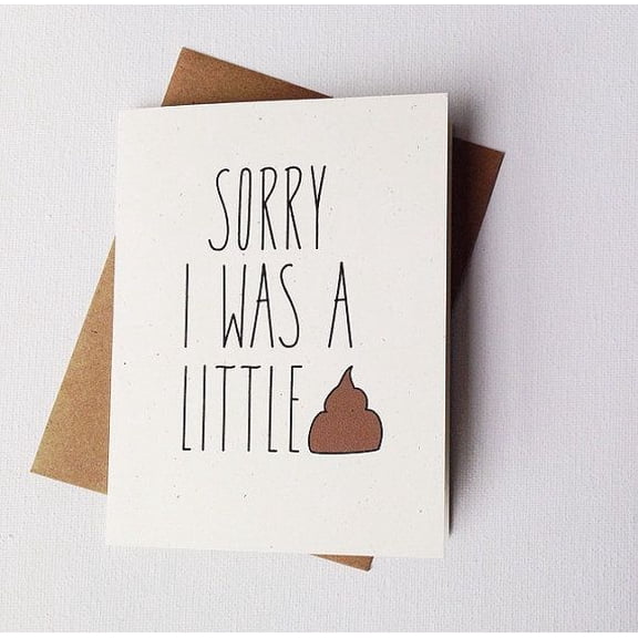 Funny Apology Card  "Sorry I Was a Little..." Design with Poop Emoji  Envelope Included  Perfect for Friends, Family, or Any Occasion