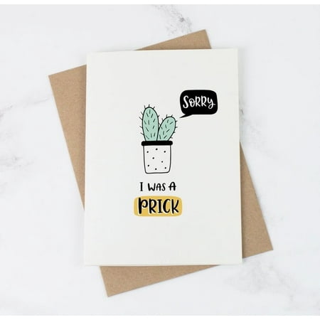 Funny Apology Card – “Sorry I Was a Prick” Cactus Design – Greeting Card with Envelope – Ideal for Sincere Apologies and Lighthearted Humor