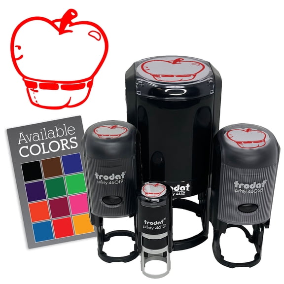 Funny Apple Bottom Jeans Silly Fruit Self-Inking Rubber Stamp for Stamping Ink Stamper Crafting Planners - 3/4 Inch Small - Yellow Ink