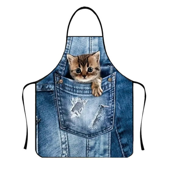 Funny Apron Cat Apron for Women Men with Pockets, Baking Gardening Sewing Bbq Waterproof Cute Gifts