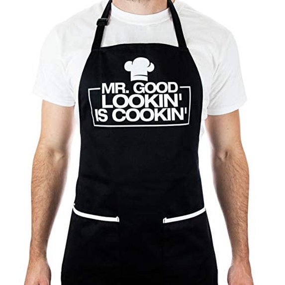 Funny Apron for Men - Mr. Good Looking is Cooking - BBQ Grill Apron for a Husband Dad Boyfriend or any Friend that Cooks Like a Master Chef by Aller Home and Kitchen