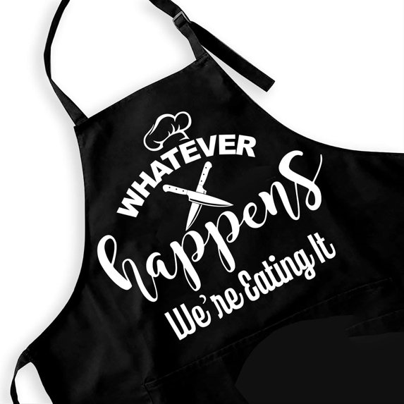 Funny Aprons Black Kitchen Chef Apron, 2 Pockets Adjustable Neck Strap, for Cooking Baking BBQ Birthday Gifts