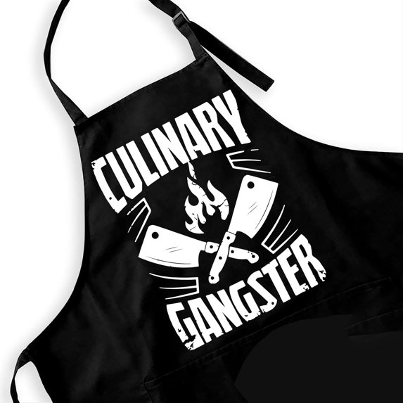 Funny Aprons Black Kitchen Chef Apron, 2 Pockets Adjustable Neck Strap, for Cooking Baking BBQ Birthday Gifts
