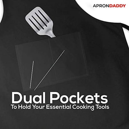 Funny Aprons for Men - Adjustable Large 1 Size Fits All - Poly/Cotton Apron with 2 Pockets - BBQ Gift Apron for Dad, Father, Husband, Chef… (Grillfather)