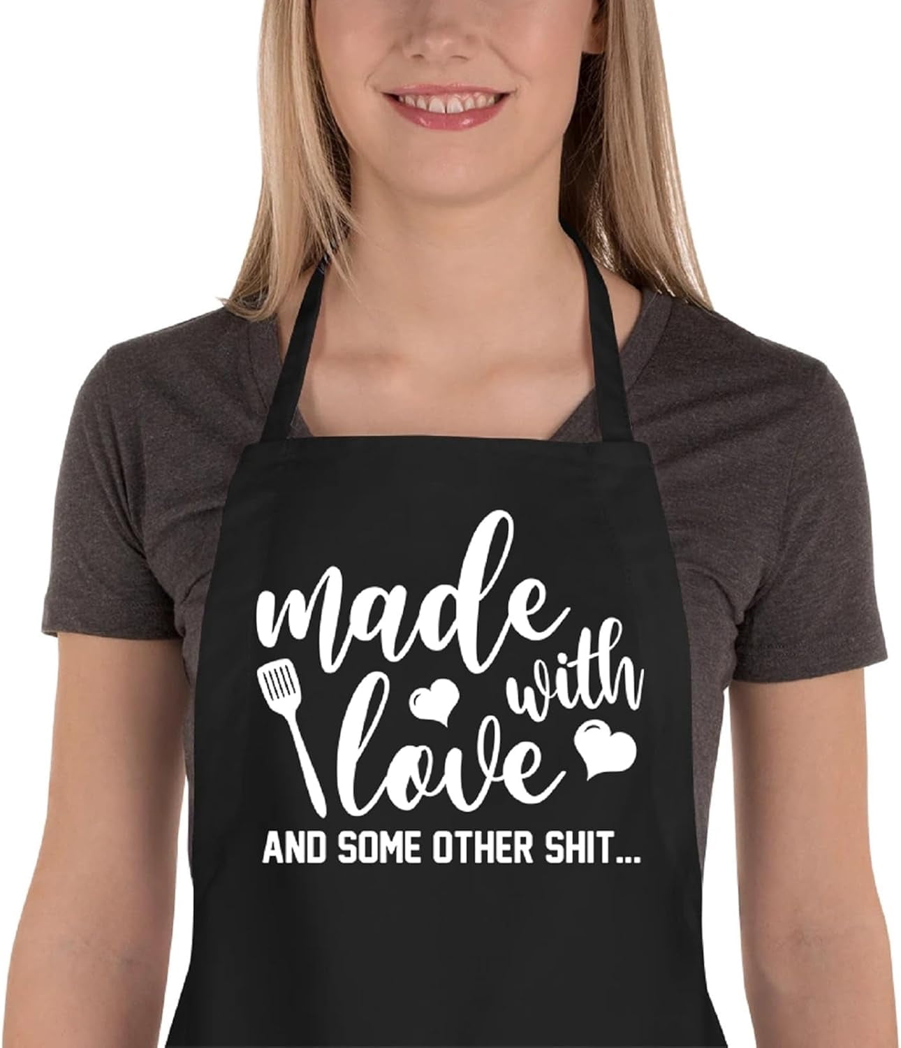 Funny Aprons for Women Men, Novelty Kitchen Cooking Apron with 2 ...