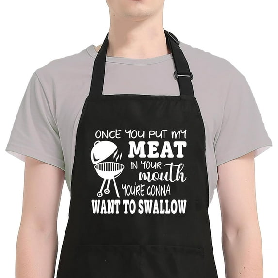 Funny Aprons for Men with Pockets, Mens Apron for Cooking Grilling BBQ, Dad Gifts for Husband Birthday Fathers Day