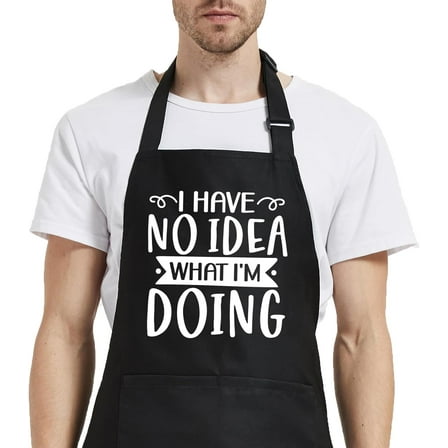 Funny Aprons for Men with Pockets, Mens Aprons for Cooking BBQ Chef, Grilling Gifts for Dad Birthday