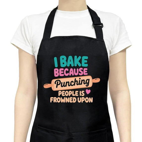 Funny Aprons for Women with 2 Pockets, Adjustable Kitchen Apron for Cooking, Baking Gifts for Birthday Christmas