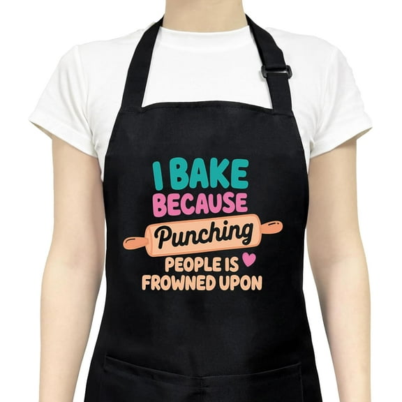 Funny Aprons for Women with 2 Pockets, Adjustable Kitchen Apron for Cooking, Baking Gifts for Birthday Christmas