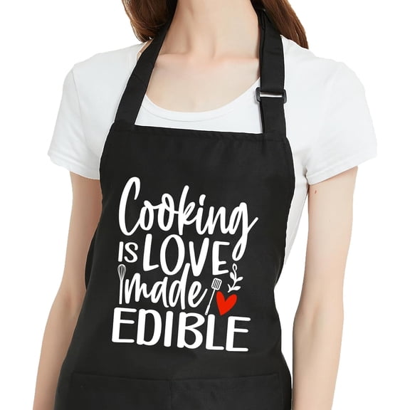 Funny Aprons for Women with Pockets, Adjustable Kitchen Apron for Cooking Baking, Birthday Gifts for Mom Grandma