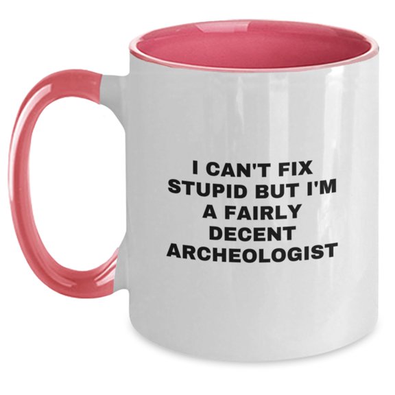 Funny Archeologist Gifts for Men from Friends, Christmas Unique Mugs for Coffee, Two Tone Quote Mug, I Can't Fix Stupid But I'm A Fairly Decent Archeologist, Archeologist Lover