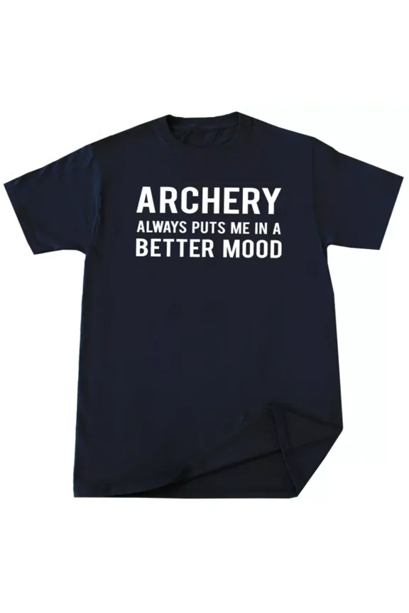 Funny Archery T-Shirt Always Puts Me In A Better Mood Graphic Tee Retro Sports Apparel for Men and Women