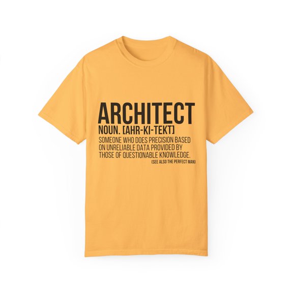 Funny Architecture Definition Sarcasm Meaning Saying Puns Hilarious Constructing Student School Women Men Unisex Garment-Dyed T-shirt