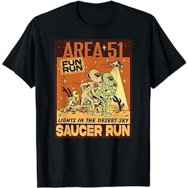 Funny Area 51 Fun Run - Lights in the Desert Sky Saucer Run T-Shirt ...