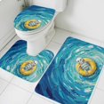 thumbnail image 1 of Funny Art Bathroom Rugs Set Summer Skeleton Swimming Blue Sea View Oil Painting Non Slip Absorbent Soft Bath Mats 3 Piece Set with Bathroom Rug, U-Shaped Floor Mat, Toilet Seat Cover Large Size, 1 of 9