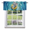 thumbnail image 1 of Funny Art Valance Curtain Summer Elephant Swimming Blue Sea View Oil Painting Window Valances Rod Pocket Short Curtains Window Treatments for Kitchen Bedroom Bathroom Laundry 56" x 16", 1 of 9