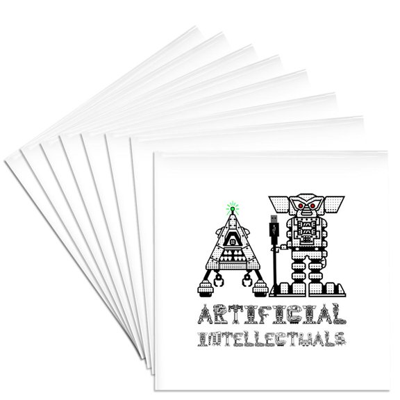 3drose, Funny Artificial Intelligence - Artificial Intellectuals Text Art, Set of 8 Ceramic Tile Coasters