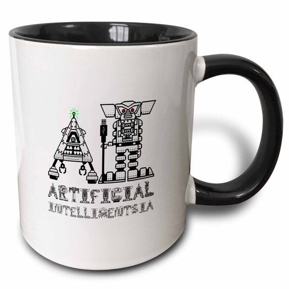 3drose, Funny Artificial Intelligentsia - Artificial Intelligence Text Art, 15oz Two-tone Black Mug