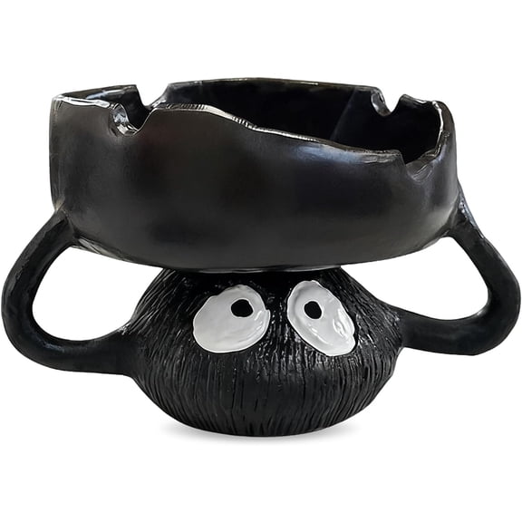 Funny Ashtrays, Resin Cartoon Soot Sprite Holders for Tealight Candle/Crystal/Jewelry/Keys for Home Decor, Unique Gag Gifts for White Elephant/Housewarming//Father's Day/Halloween/Christmas, Black