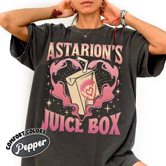 Funny Astarion Game Fan Comfort Colors T-Shirt, Astarion BG3 Shirts, Astarion’s Juice Box BG3 T Shirt, High Elf Gaming Apparel, Dark Humor Tee,Pepper color,size L