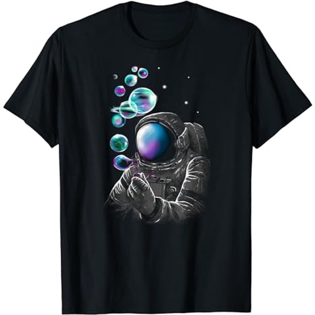 Funny Astronaut Blowing Bubbles In Space TShirt