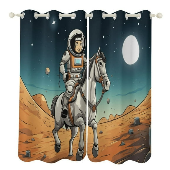 Funny Astronaut Modern Window for Living Room Curtains for Child Bedroom Kitchen Decor Blinds Drapes