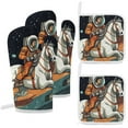 thumbnail image 1 of Funny Astronaut Oven Mitts And Pot Holders Sets of 4 Oven Gloves Set Potholders for Kitchen Cooking Baking Grilling Anti Scald Hot Pads And Heat Resistant, 1 of 6