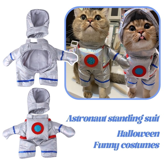 Funny Astronaut Pet Costume, Space Explorer Standing Suit for Cats and Small Dogs