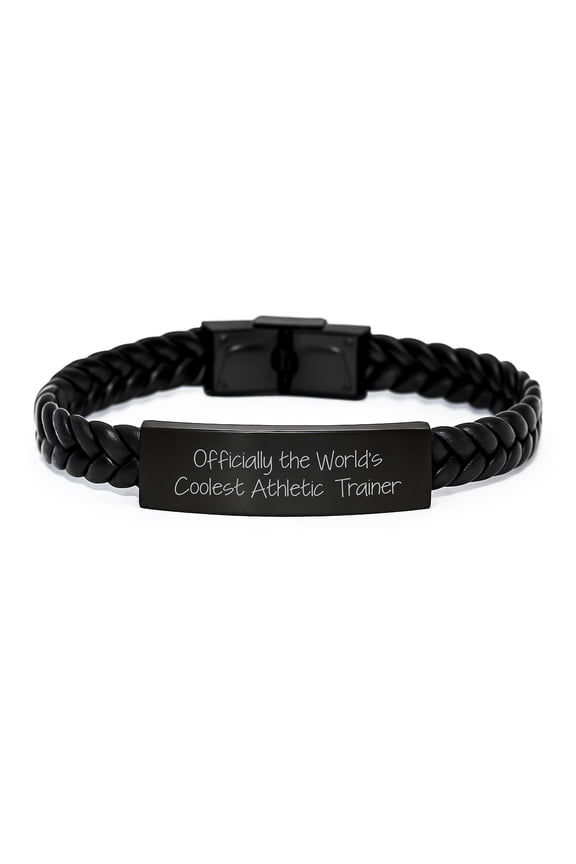 Funny Athletic Trainer Gift, Unique Interlaced Leather Bracelet for Men, Gifts from Dad, World's Coolest Athletic Trainer