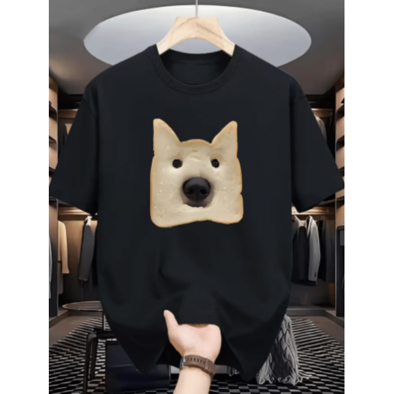 Funny Atmosphere Full American Style Bread Dog T-Shirt, Cute And Eye-Catching, Suitable for Daily Commuting And Party Outings