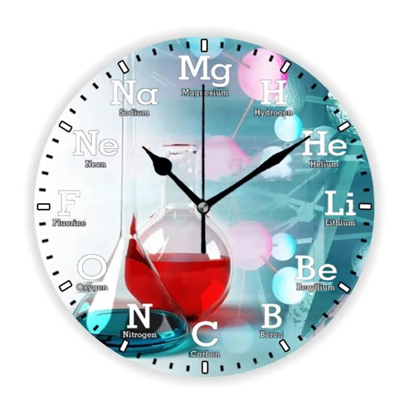Funny Atomic Science Chemistry Wall Clock Geek Large Chemical Symbols ...