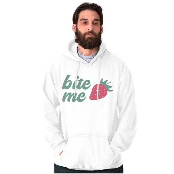 Funny Attitude Bite Me Strawberry Unisex Plus Fleece Graphic Hoodie Brisco Brands 2X