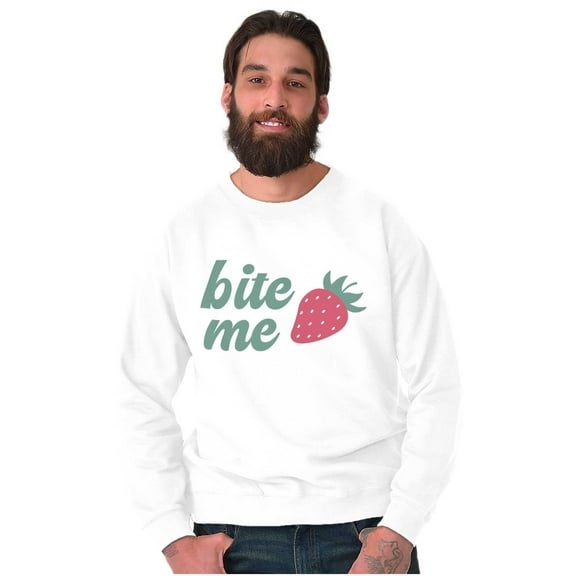 Funny Attitude Bite Me Strawberry Unisex Plus Fleece Graphic Sweatshirt Brisco Brands 2X