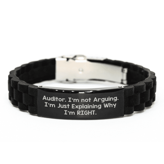 Funny Auditor Gifts for Her - Glide lock Clasp Black Stainless Steel Silicone Adjustable Mother's Day Unique Gifts from Women