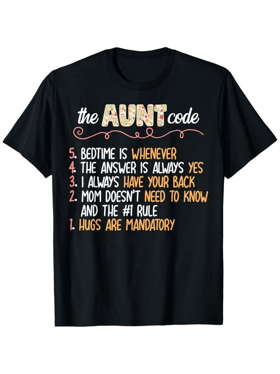 Funny Aunt Code Rules Gift for Aunt Women Graphic Short Sleeve T-Shirt