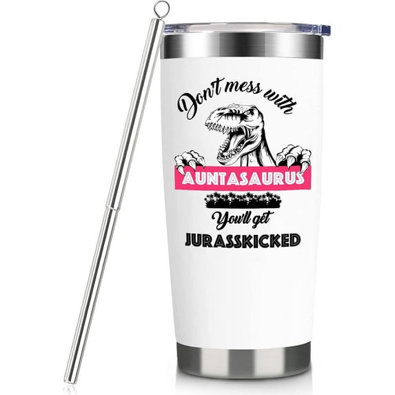 Funny Aunt Gifts From Niece Nephew Birthday Mothers Day Gift for Aunt Auntie, Happy Birthday Chirstmas Presents for Aunt Aunite, Don''t Mess With Aunt Tumbler with Lid Straw 20 oz