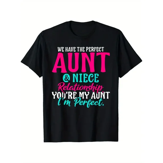 Funny Aunt Niece Relationship Quote Women Gift for Aunt or Niece Short Sleeve Casual Graphic T-Shirt