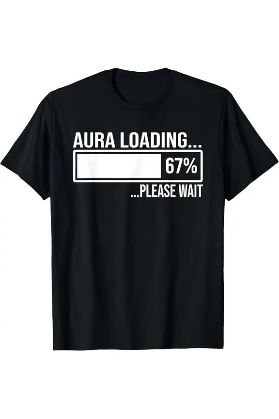 Funny Aura Loading Status Bar Graphic for Unisex Cotton Short Sleeve T-Shirt