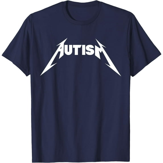 Funny Autism Meme Metal Rock Style Unisex T-Shirt for Men Women Kids Toddler,Navy Color,Size 3T