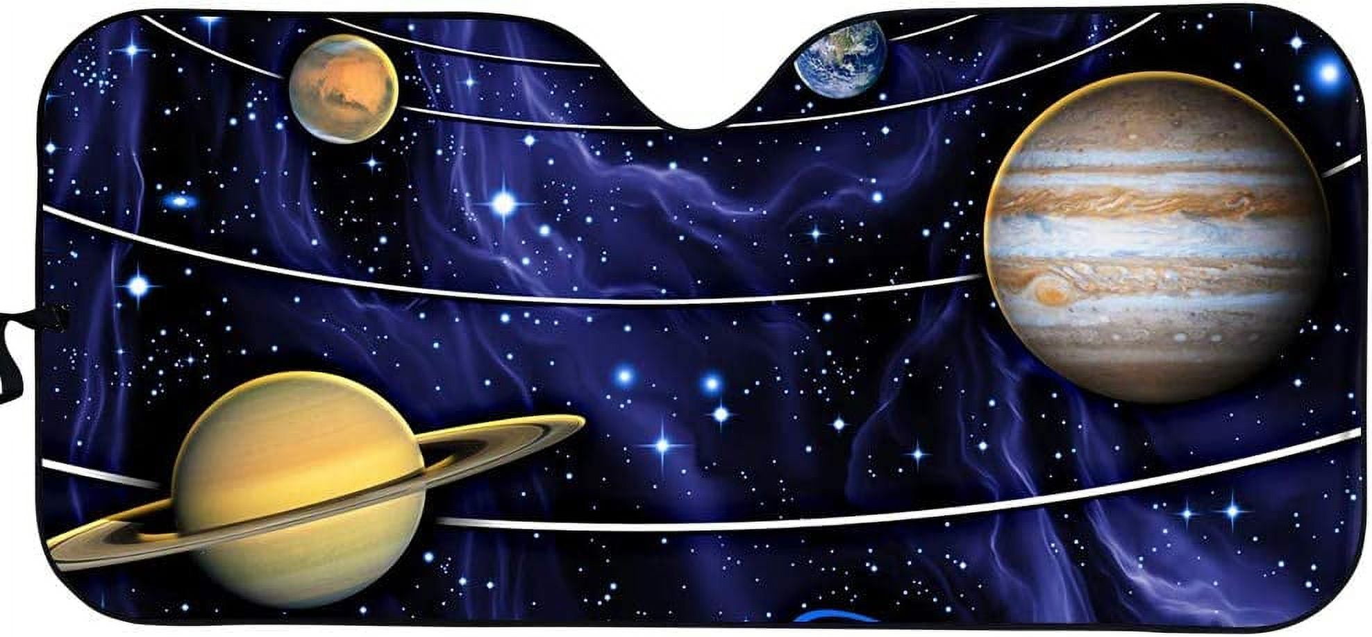 Planet Spaceship Pattern Print Car Sun Shade