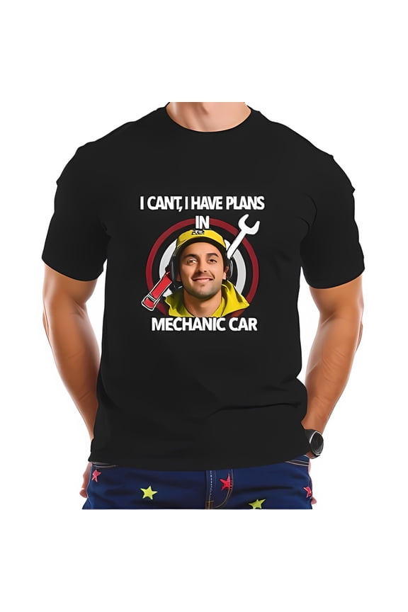 Funny Automotive Graphic T-Shirt - " I Can't I Have Plans In Mechanic Car " - Wrench & Tools Design - Casual Cotton Short Sleeve Tee for Car Enthusiasts