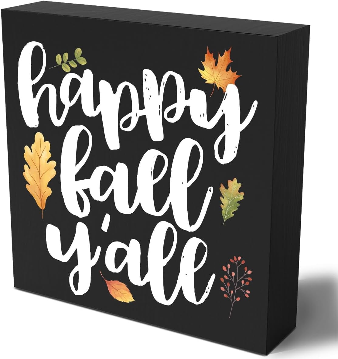 Funny Autumn Leaves Wooden Box Sign Plaque Happy Fall Y'All Wood Box