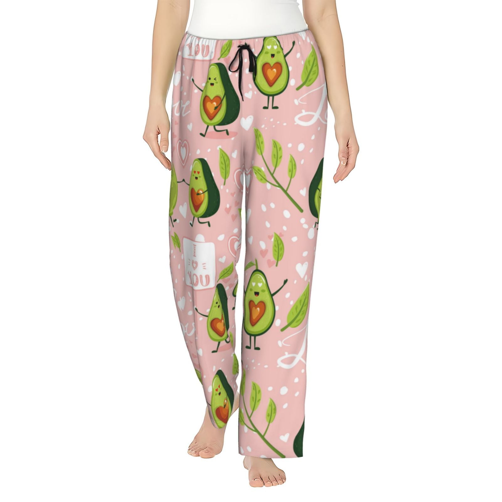 Funny Avocado Love Pajama Pants for Women with Pocket, Long Comfy Women