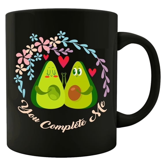 Funny Avocado 11 oz Coffee Mug - You Complete Me White Ceramic Gift