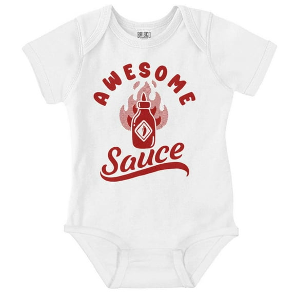 Funny Awesome Flaming Hot Sauce Joke Romper Boys or Girls Infant Baby Brisco Brands NB