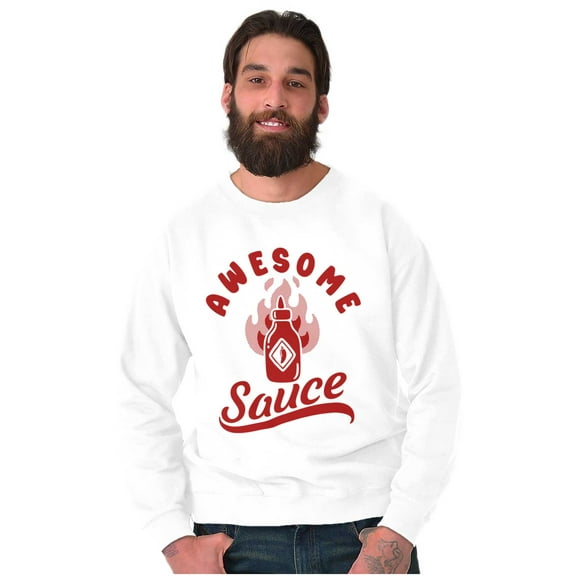 Funny Awesome Flaming Hot Sauce Joke Unisex Plus Fleece Graphic Sweatshirt Brisco Brands 2X