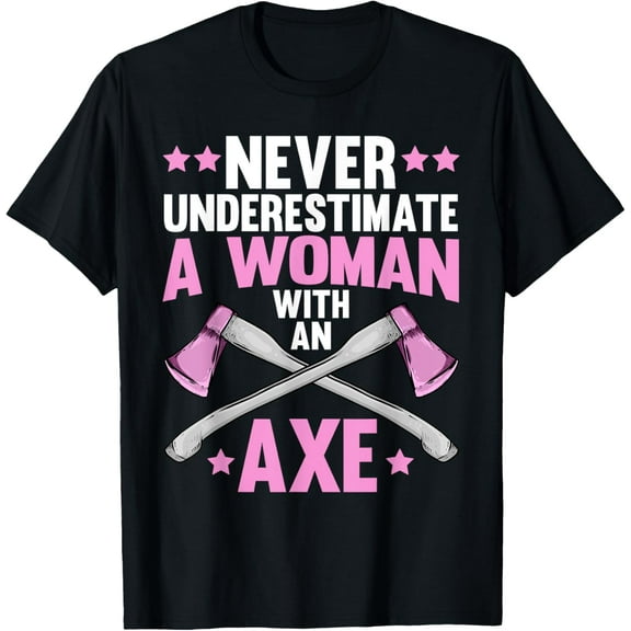 Funny Axe Throwing Design For Women Lumberjack Axe Thrower T-ShirtMen and women, Black T-shirt, size: Extra large