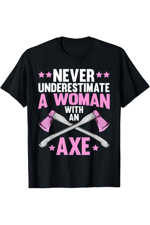Funny Axe Throwing Design For Women Lumberjack Axe Thrower T-ShirtMen and women, Black T-shirt, size: Extra large